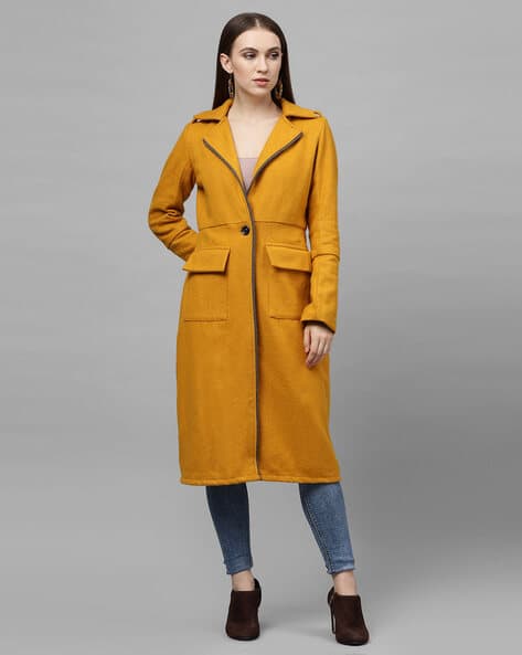 Lapel Collar Full Sleeves Long Coat