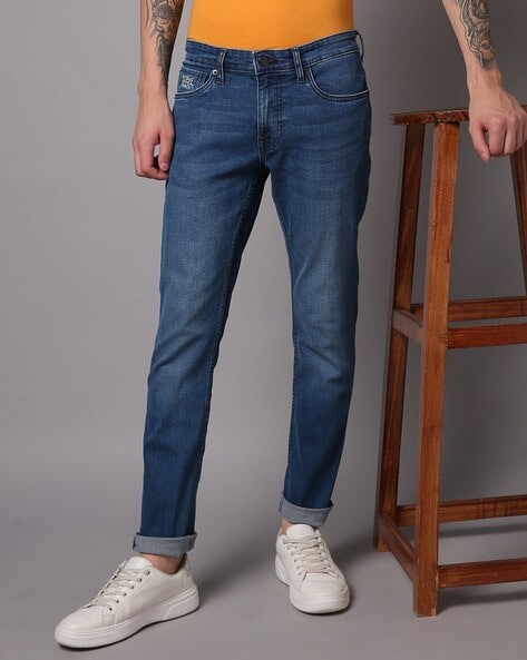 Men Brandon Mid-Wash Slim Tapered Fit Jeans