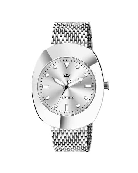 Crestello Men Analogue Watch with Stainless Steel Strap-CR-RD031-SLV-CH
