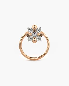 valanova Women Sterling Silver Rose Gold-Plated Lab Grown Diamond Nose Pin-picture-10