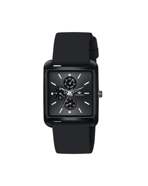 Crestello Men Analogue Watch with Silicone Strap-CR-G032SLC-BLACK