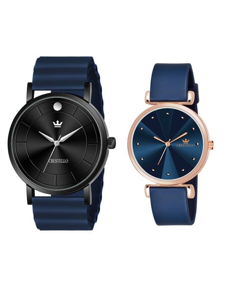 Crestello His & Her Couple Analogue Watch Set-CRCM-028-137-BLUE