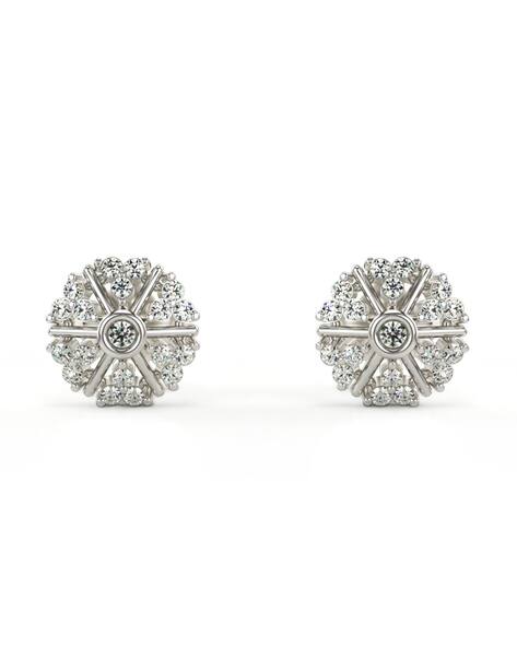 Women White Gold Lab Grown Diamond Stud Earrings