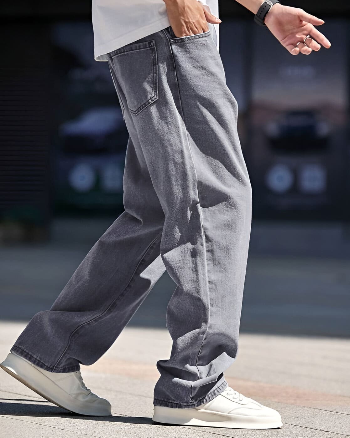 Grey Baggy Jeans Outfit Men Men Baggy Fit Jeans