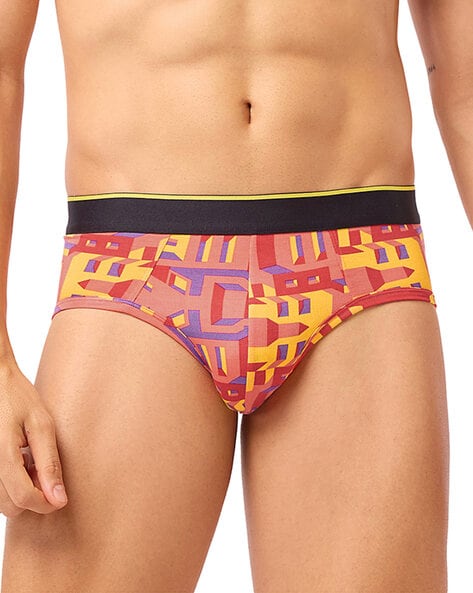 Men Printed Briefs with Elasticated Waistband