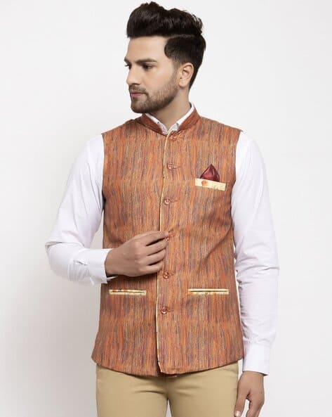 KLOTTHE Men Textured Regular Fit Nehru Jacket