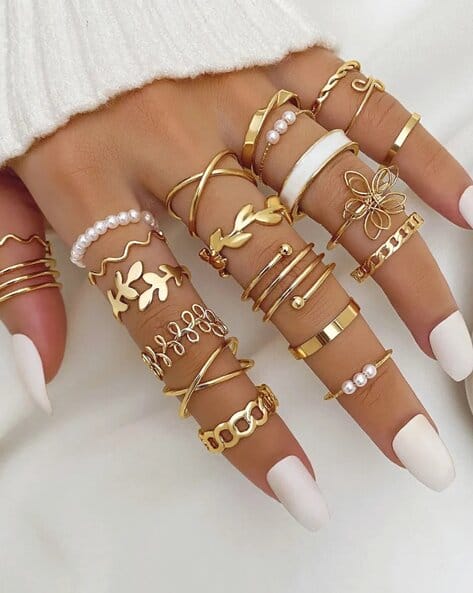 Women Set of 22 Gold-Plated Stackable Rings