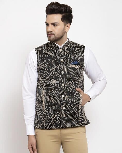 KLOTTHE Men Printed Regular Fit Nehru Jacket