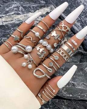 jewels galaxy Women Set of 22 Silver-Plated Stackable Rings-picture-10