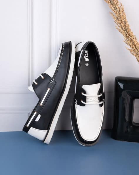 Men Colorblock Lace Up Dockside Shoes