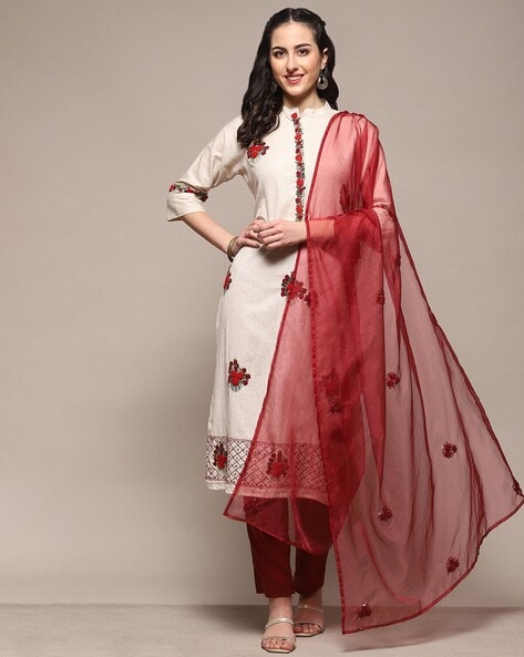 Women Embroidered 3-Piece Dress Material Price in India