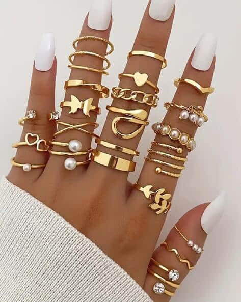 Women Set of 22 Gold-Plated Stackable Rings