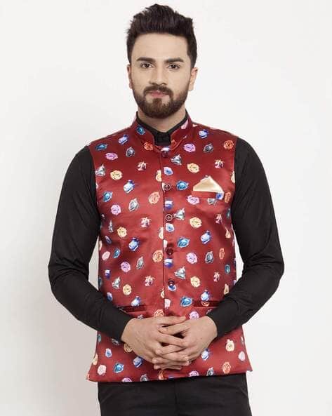 KLOTTHE Men Floral Print Regular Fit Nehru Jacket