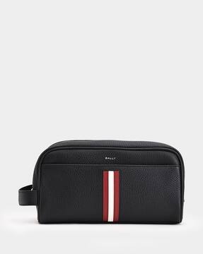 Buy Bally Ribbon Wash Bag Necessaire Black Color Men AJIO LUXE
