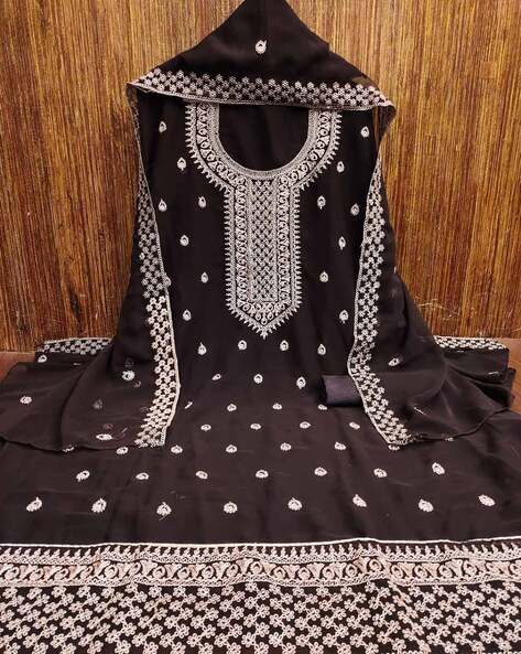 Women Embroidered Unstitched Dress Material Price in India