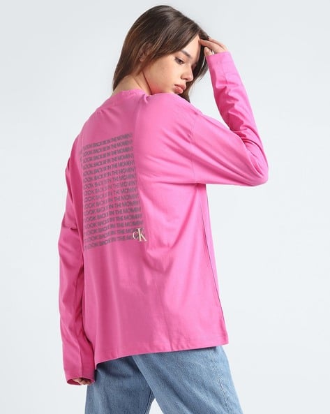 Women Slogan Long Sleeve Boyfriend Fit T-Shirt