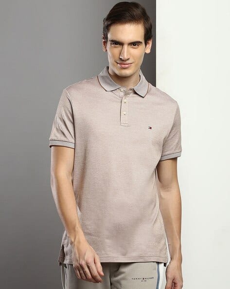 TOMMY HILFIGER Men Heathered Regular Fit Polo T-Shirt
