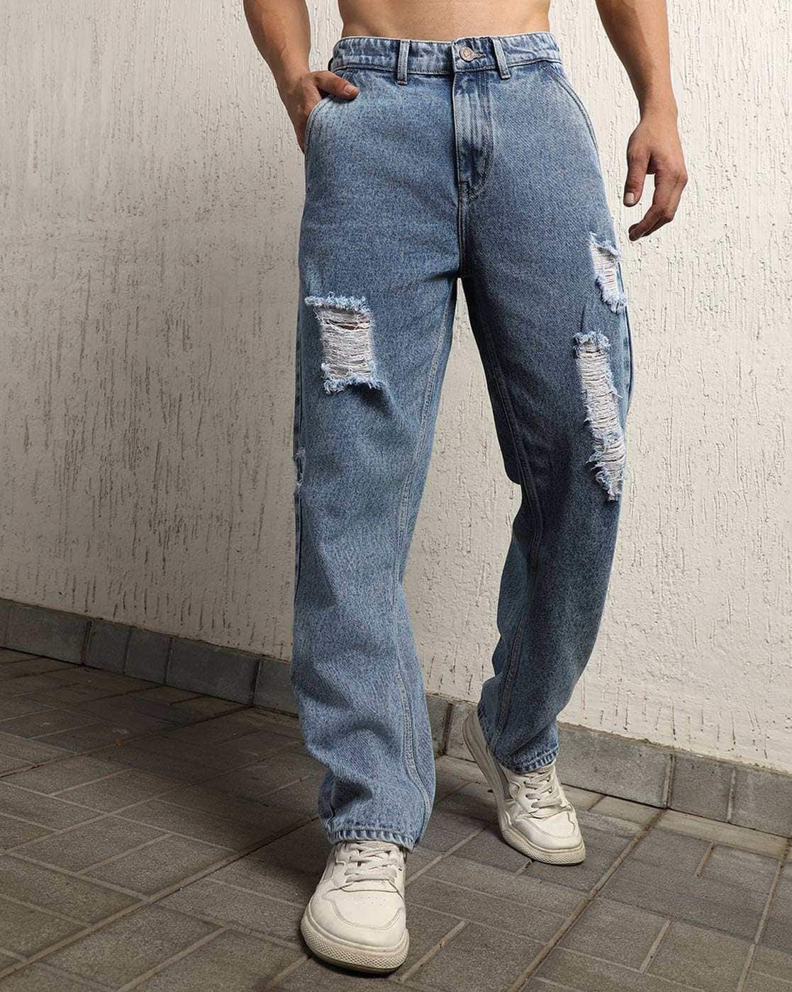 Folded Jeans Mens Rolled Up Jeans Style Acrius Cuffed Loose-Fit