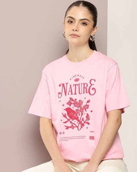 Graphic Print Oversized Crew-Neck T-Shirt