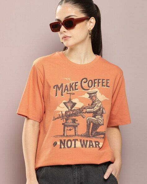 Graphic Print Oversized Crew-Neck T-Shirt