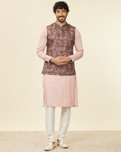 Floral printed nehru jacket mens best sale