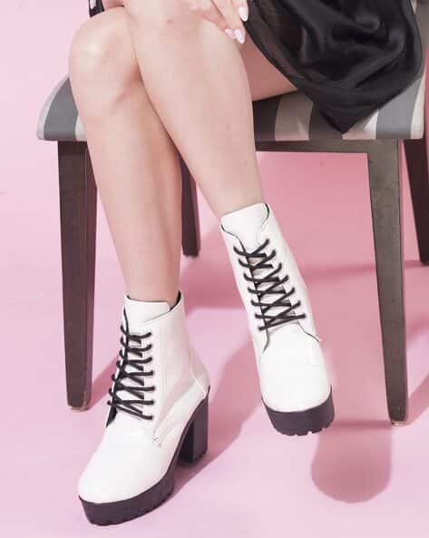 Women Regular Fit High Heels Boots with Lace Fastening