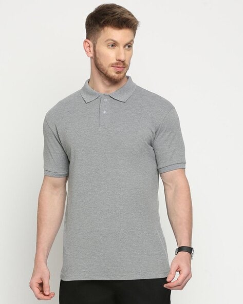 Grey melange polo t shirt hotsell