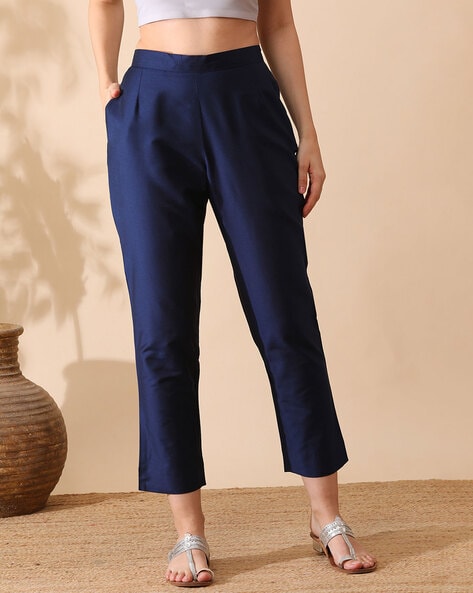 High-Rise Roman Silk Pants with Insert Pockets Price in India