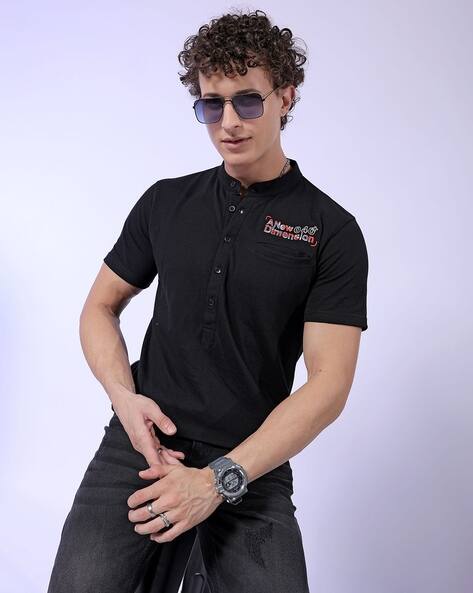 The Indian Garage Co Men Regular Fit Henley T-Shirt
