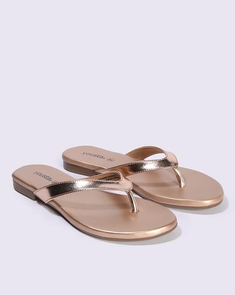 Buy Champagne Gold Flat Sandals for Women by YOUSTA Online