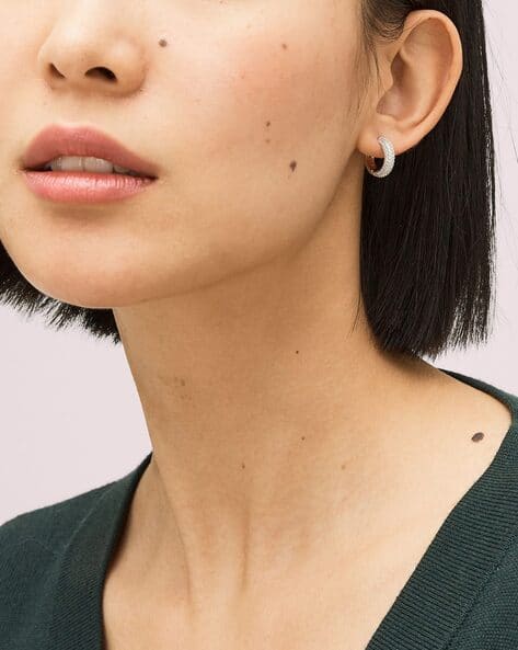 Buy KATE SPADE Brilliant Statements Pave Mini Hoops Silver-Toned