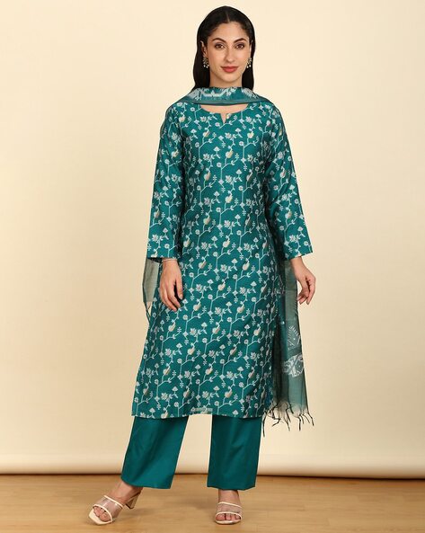 Women Floral Woven 3-Piece Dress Material Price in India