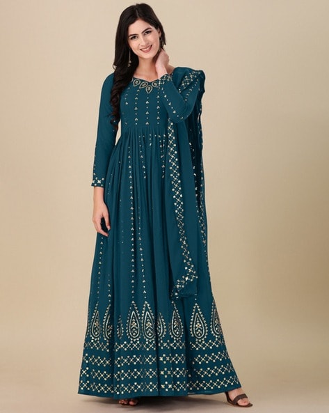 Women Semi-Stitched Anarkali Dress Material Price in India