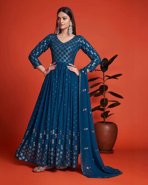 Buy Turquoise Dress Material for Women by YoYo Fashion Online | Ajio.com