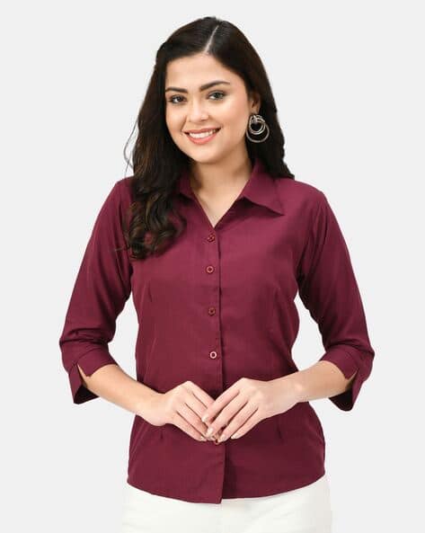 Buy Burgundy Shirts for Women by Akshatani Fashion Online