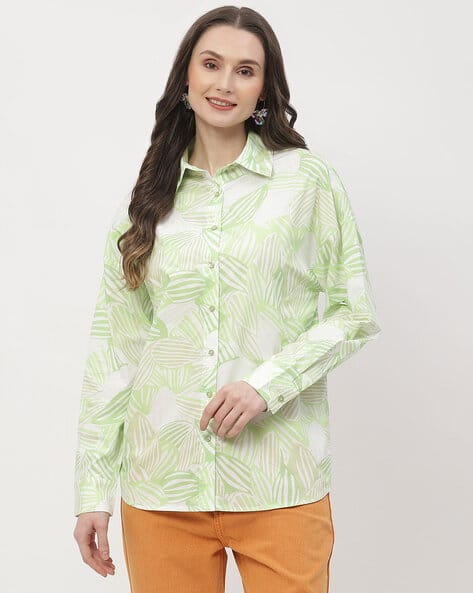 MADAME Women Printed Relaxed Fit Shirt with Spread Collar