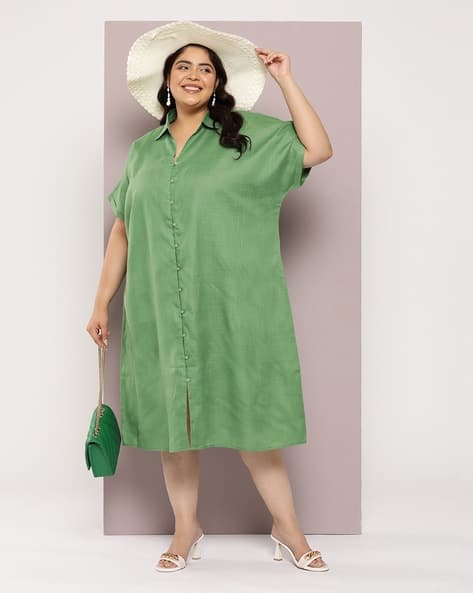 Neon Outfits Lime Green Plus Size Dress Athena Ample Women Wrap Green  Midi/Calf Length Dress