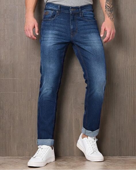 Mid-Wash Slim Fit Jeans