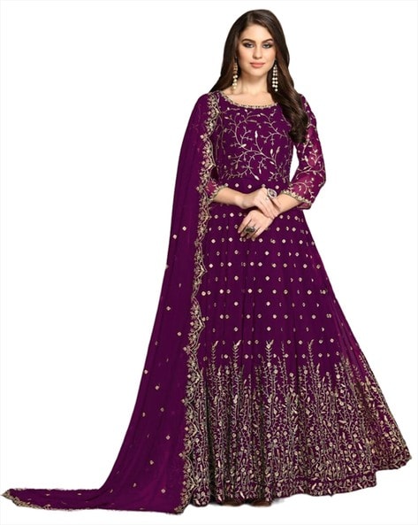 Women Embroidery Semi-Stitched Straight Dress Material Price in India