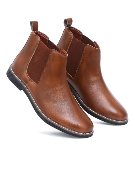 Men Ankle-Length Chelsea Boots with Slip-On Styling