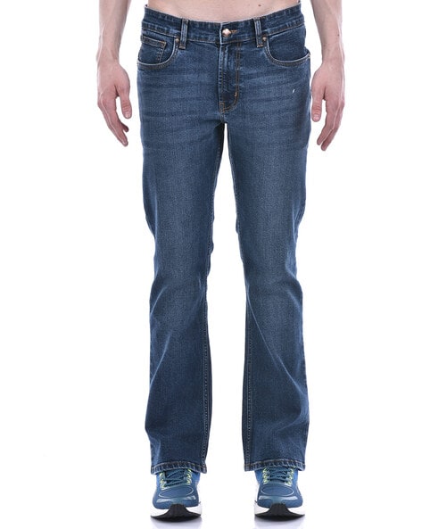 Men Lightly-Washed Bootcut Jeans