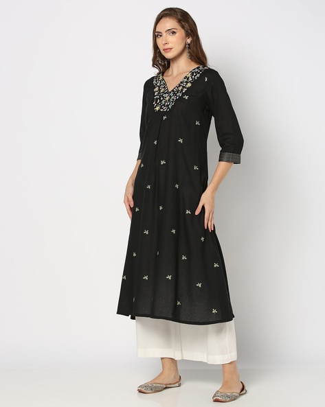 Women Embroidered A-Line Kurta