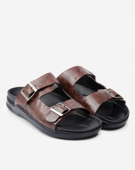 Men Genuine Leather Double-Strap Sandals