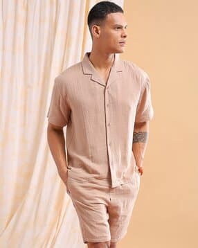 the indian garage co Men Regular Fit Shirt & Shorts Co-Ord Set-picture-14