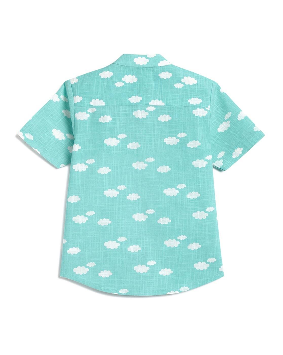 Buy Tiber Taber Quirky Print Regular Fit Shirt Aqua blue Color
