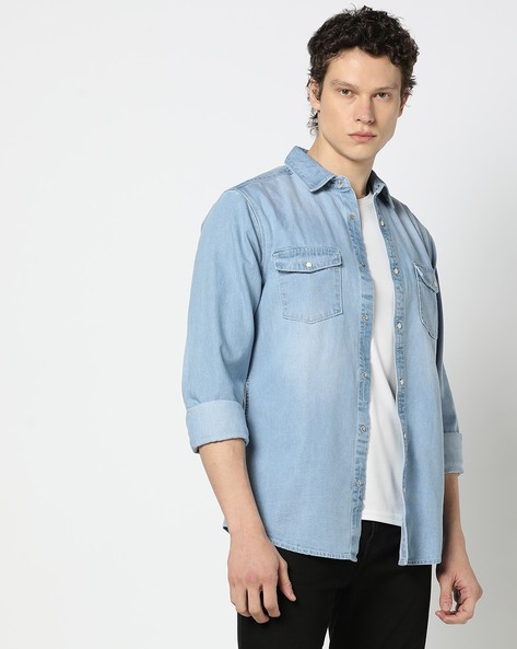 Men Denim Relaxed Fit Shirt