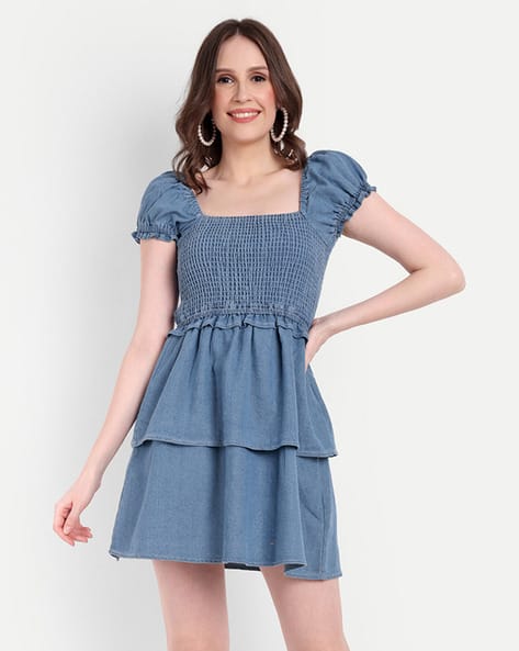 Drape And Dazzle Women Fit & Flare Dress with Smoked Detail