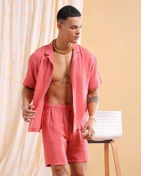 the indian garage co Men Regular Fit Shirt & Shorts Co-Ord Set-picture-16