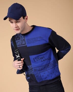 the indian garage co Men Paisley Print Relaxed Fit Crew-Neck Sweatshirt-picture-48
