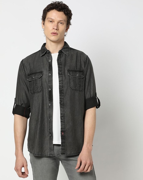 Men Denim Relaxed Fit Shirt